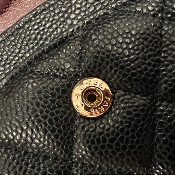 Black Caviar Leather Quilted Classic Flap Medium Shoulder Bag with Gold Accents - Picture 5 of 14